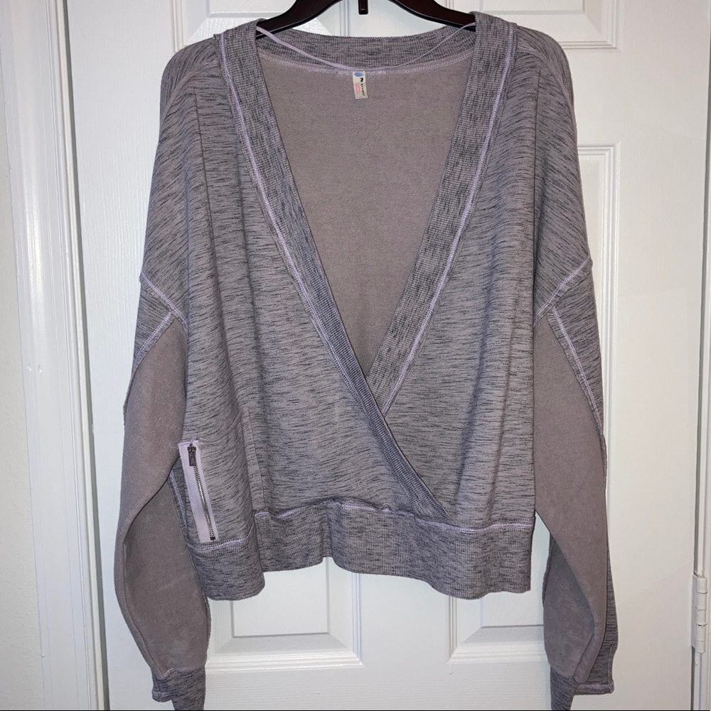 Free People Sweatshirt Top Surplice Wrap Sweat Top in Lavender